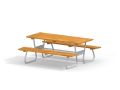 Wood-metal table with benches